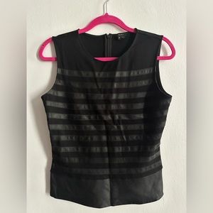 Theory Leather and Cotton Stretch Top